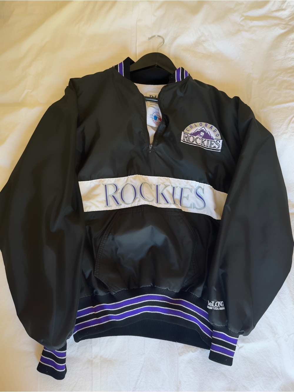 Colorado Rockies Black & Purple Pullover Bomber Jacket